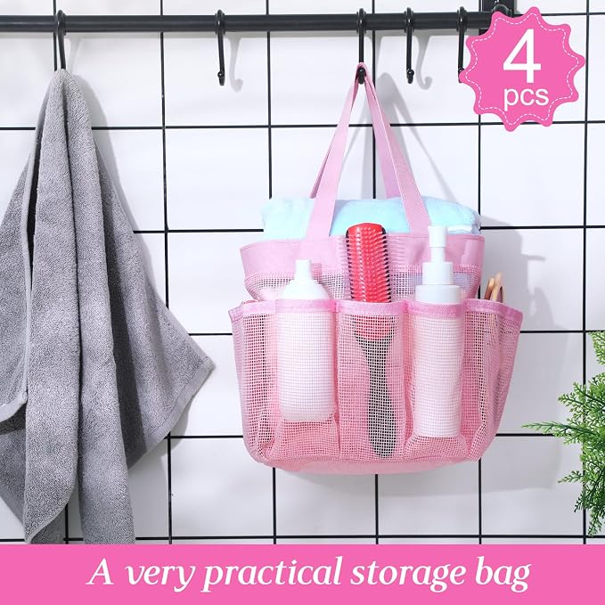 Hillban 4 Pcs Mesh Shower Caddy Portable Large Quick Dry Shower Caddy Basket - Image 4