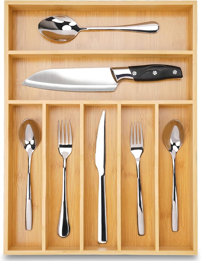 Silverware Organizer Bamboo Kitchen Drawer Organizer Utensil Organizer by Conflech