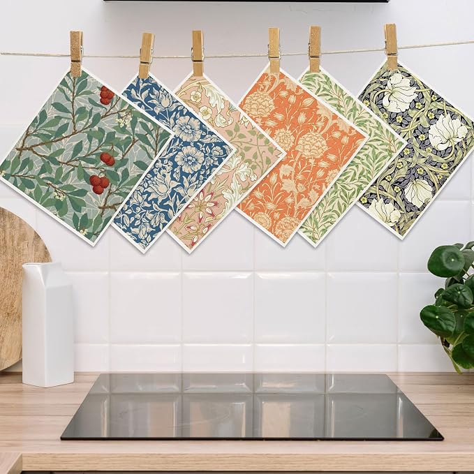 Whaline 12 Pcs William Morris Floral Swedish Dishcloths Vintage Greenery Flower - Image 6