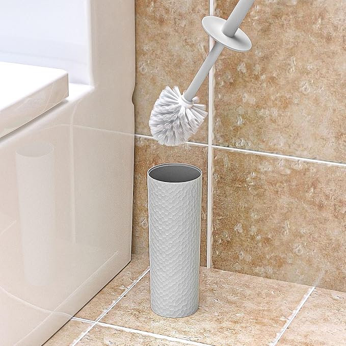 Topsky 2 Pack Compact Toilet Brush & Holder Set, Plastic Round Barrel Loo Brush - Image 5