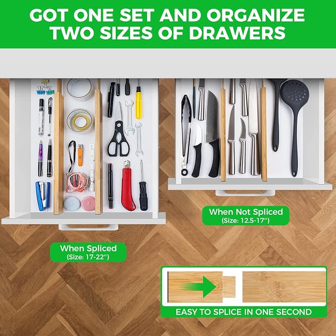 Bamboo Drawer Dividers Organizer - Image 2