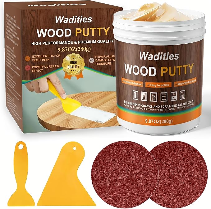 Natual Wood Filler, Natual Wood Putty, Paintable Stainable Wood Repair Putty by Wadities