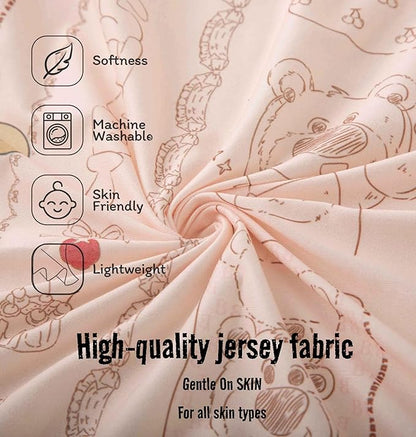 SDY Jersey Bassinet Sheets for Baby Girls,32 "x 16 "x 4", Pink Kawaii Bear Standard Oval/Retangle Bassinet Mattress Sheets for Toddler,Super Soft Breathable