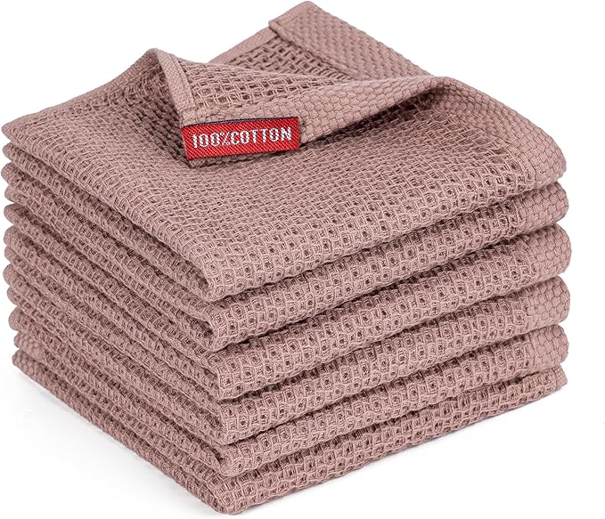 BOOMIBOO 6-Pack Kitchen Dish Cloths, 100% Cotton Waffle Weave, Ultra Soft by BOOMIBOO