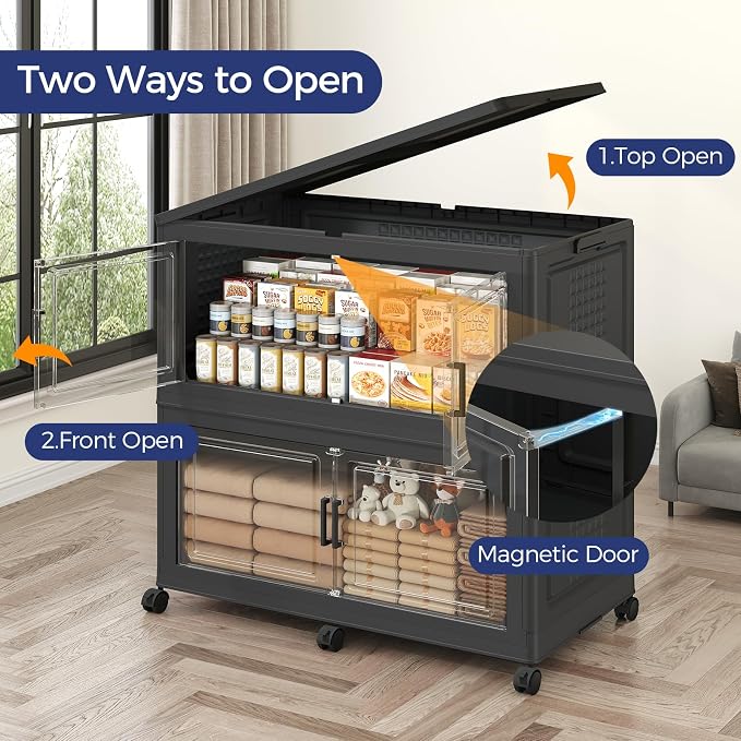 120GAL Storage Bins with Lid and Wheels, Stackable Closet Organizers and - Image 4