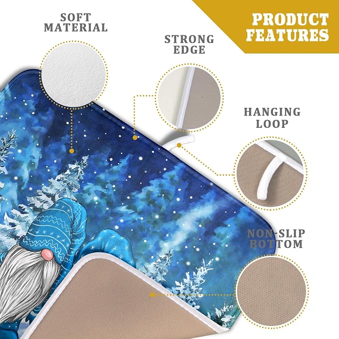 Winter Blue Gnome Dish Drying Mat - Image 4