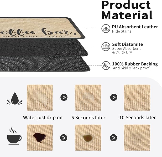 Coffee Mat - Absorbent Hide Stain Rubber Backed Dish Drying Mat - Image 2