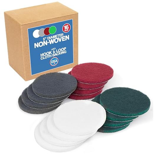 5" Abrasive Pad Hook & Loop Round Non-Woven Surface Prep Discs, Polish Wood by PeachtreeWoodworkingSupply
