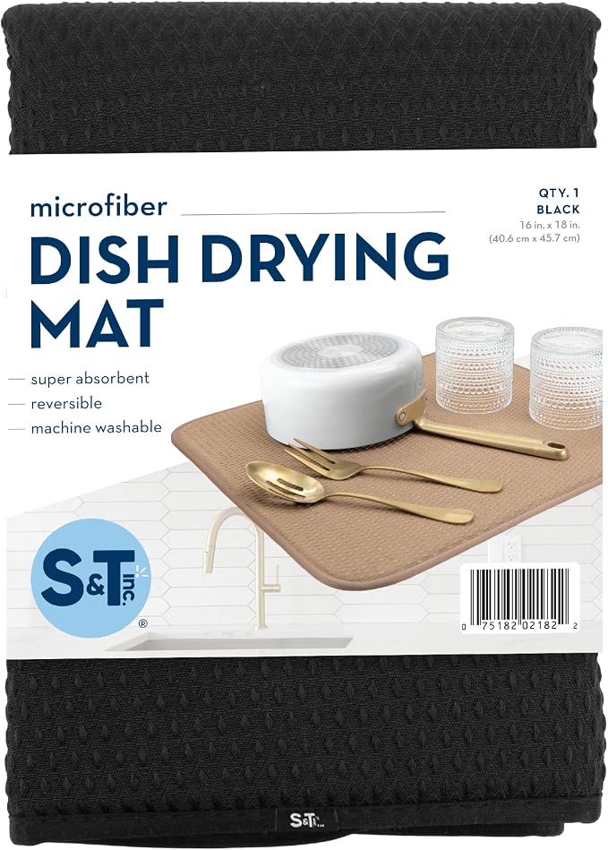 S&T INC. Dish Drying Mat, 16” x 18”, Absorbent Microfiber Kitchen Counter Mat - Image 8