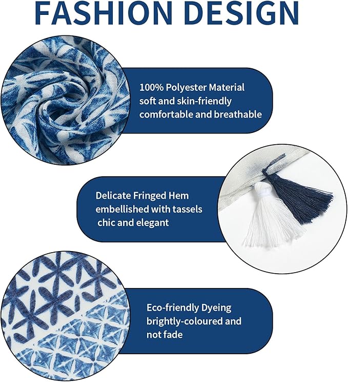 Scarf for Women Lightweight Soft Floral Leopard Printed Scarves Fall Winter Fashion Shawl Wrap with Fringe