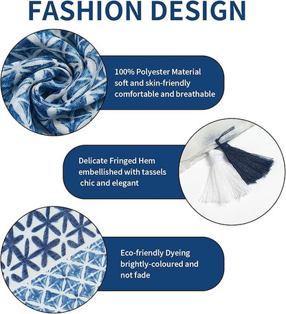 Scarf for Women Lightweight Soft Floral Leopard Printed Scarves Fall Winter Fashion Shawl Wrap with Fringe