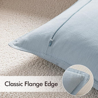 EMEMA Throw Pillow Covers Decorative Linen Pillow Covers 24x24 Inch Light Blue Boho Farmhouse Neutral Couch Throw Pillows for Bed Pack of 2 Accent Pillowcase Modern Sofa Cushion Livingroom Home