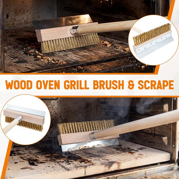 2 Pack 63 Inch Wood Handle Pizza Oven Brush - Image 2