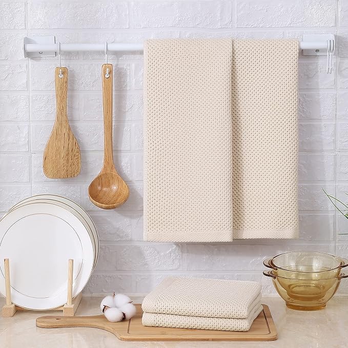 Kitinjoy 100% Cotton Waffle Weave Kitchen Hand Towels - Image 6