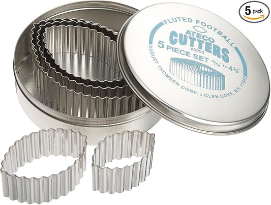 Ateco Fluted Edge Football Cutters in Graduated Sizes, Stainless Steel by Ateco