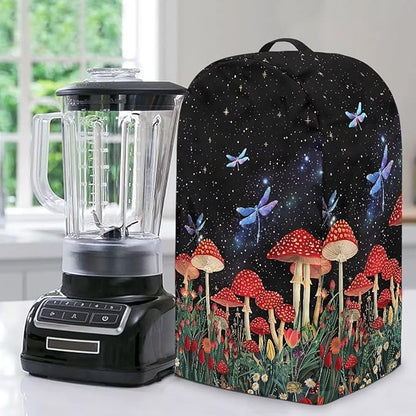 Mushroom Dragonfly Blender Covers for Kitchen Food Processor Cover with Handle, Drawstring Dust Covers for Kitchen Appliances Stand Mixer or Coffee Maker Appliance Cover
