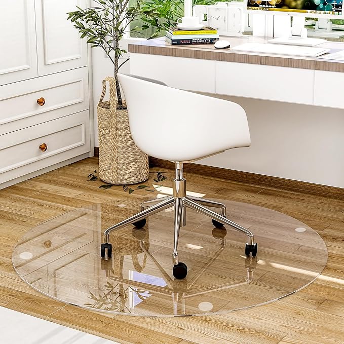 46" x 46" Glass Chair Mat, Round Tempered Glass Floor Mat - Image 3