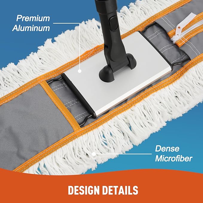 24" Commercial Dust Mop for Floor Cleaning, Heavy Duty Sweeper Broom - Image 6