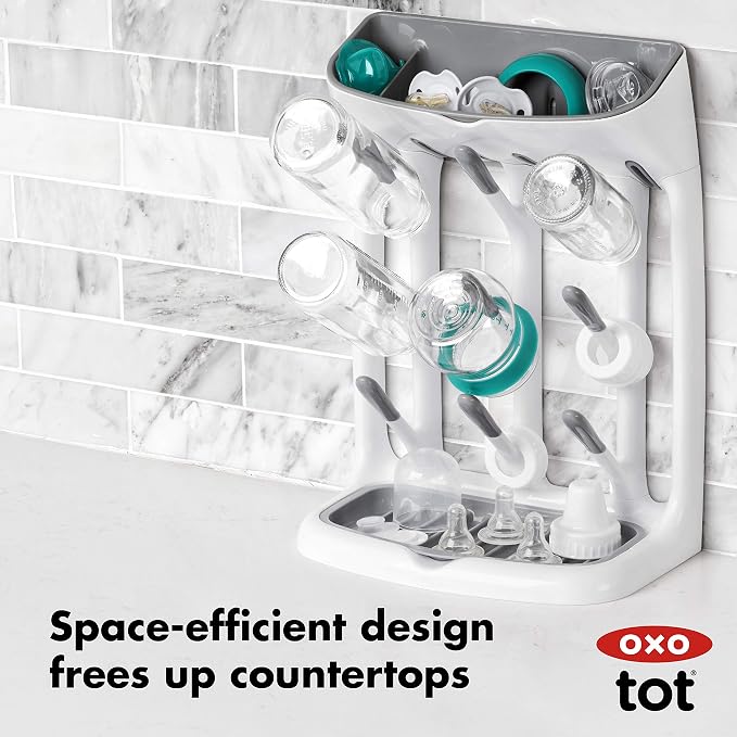 OXO Tot Space-Saving Bottle Drying Rack, Baby Bottle Organizer - Image 4
