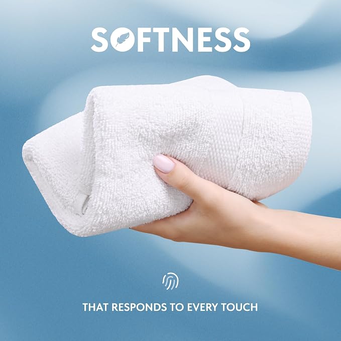 White Classic Luxury Cotton Washcloths 13x13 Inch - Image 3