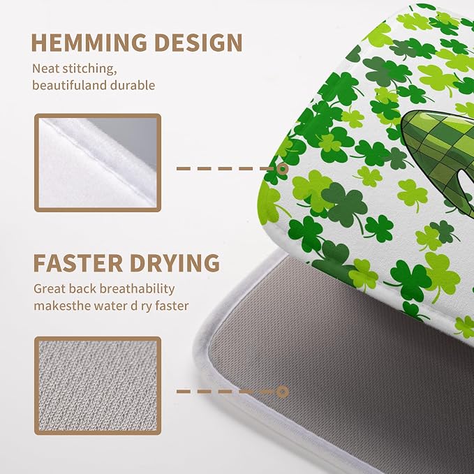 St Patrick's Day Gnomes Dish Drying Mat Shamrock Green Spring Kitchen Dish - Image 3