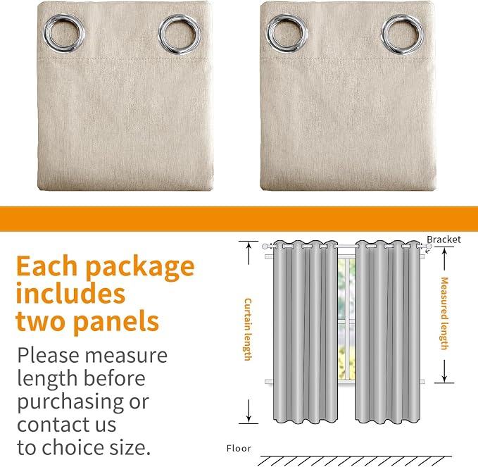YoungsTex Oatmeal Linen 100% Blackout Curtains 72 Inch Length - Image 7