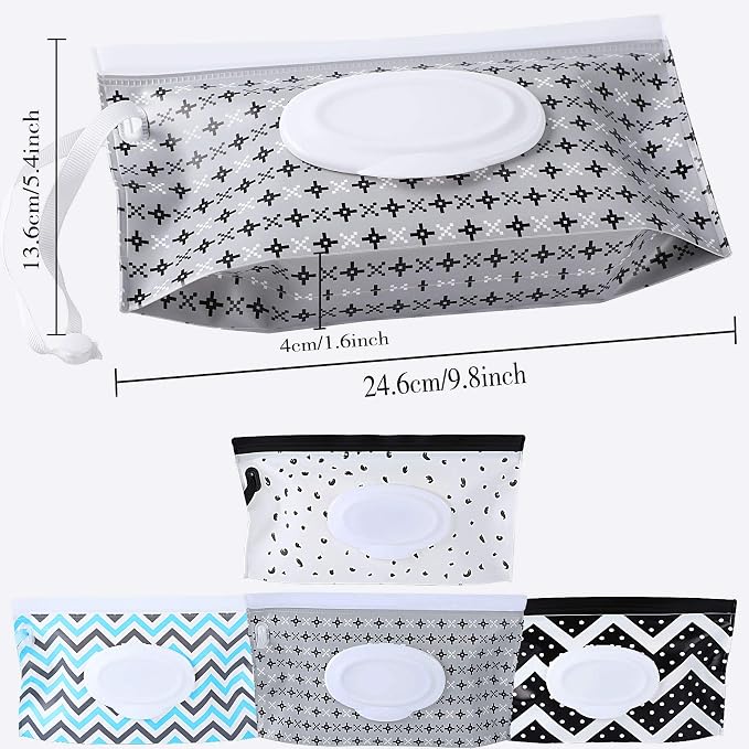 FEBSNOW 4 Pack Baby Wipe Dispenser, Portable Refillable Wipe Holder, Baby Wipes - Image 2