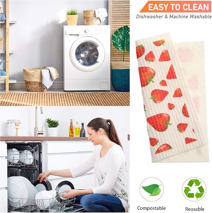 Patelai Mixed Fruit Swedish Kitchen Dishcloths Reusable Dish Towels Absorbent - Image 3