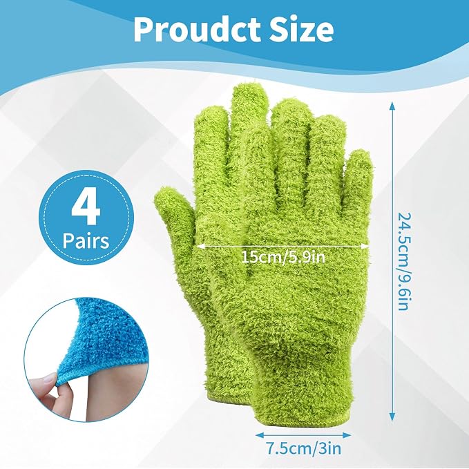 Microfiber Gloves for Plants, 4Pairs Reusable Plant Gloves Dusting Washable - Image 2