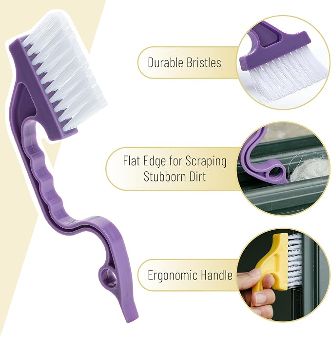 Slick- Window Track Cleaning Brush, 2 Pack, Built-in Scraper, Window Track - Image 3