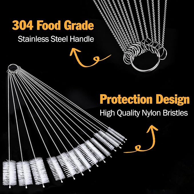 AZEN 15 Pack Straw Cleaner Brush Set, 12 inch Extra Long, 5 Different Diameters - Image 6