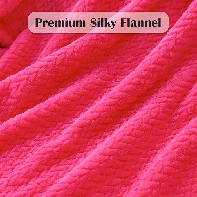 NEWCOSPLAY Super Soft Queen Blanket Dark Rose Red Premium Silky Flannel Fleece Leaves Pattern Lightweight Bed Blanket All Season Use (Dark Rose Red, Queen(90"x90"))