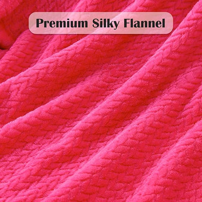 NEWCOSPLAY Super Soft Queen Blanket Dark Rose Red Premium Silky Flannel Fleece Leaves Pattern Lightweight Bed Blanket All Season Use (Dark Rose Red, Queen(90"x90"))