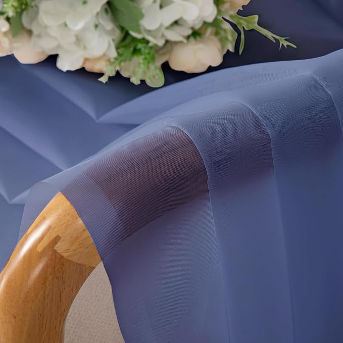 Chyhomenyc Royal Blue Sheer Curtains 96 inches Long 2 Panels, Light Filtering - Image 5