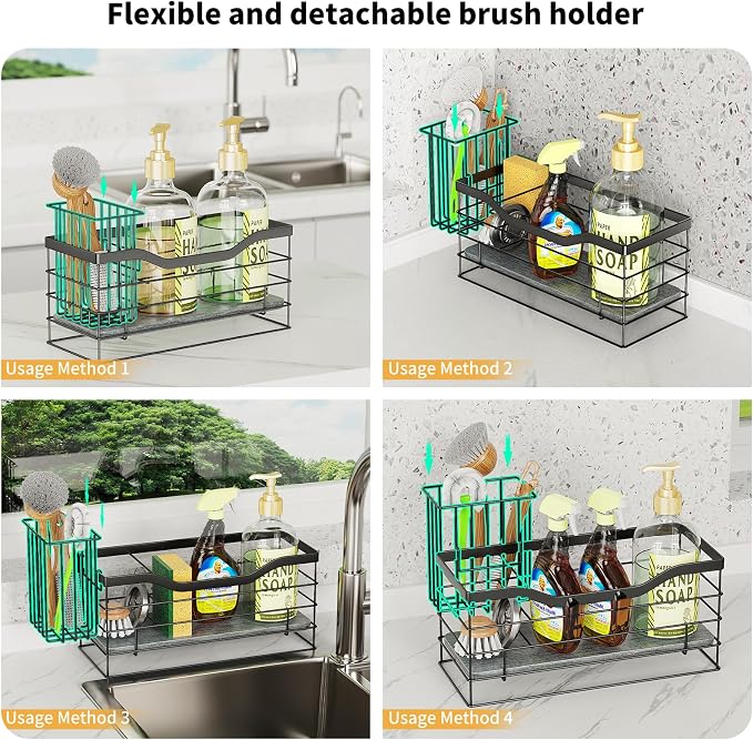 Sponge Holder for Kitchen Sink, Stainless Steel Sink Caddy and Drying Rack - Image 3