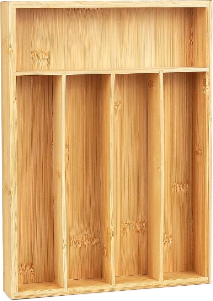 LotFancy Bamboo Kitchen Drawer Organizer, 9.5 Inch Silverware Tray by LotFancy