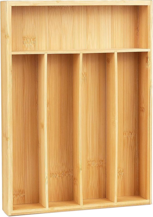 LotFancy Bamboo Kitchen Drawer Organizer, 9.5 Inch Silverware Tray by LotFancy