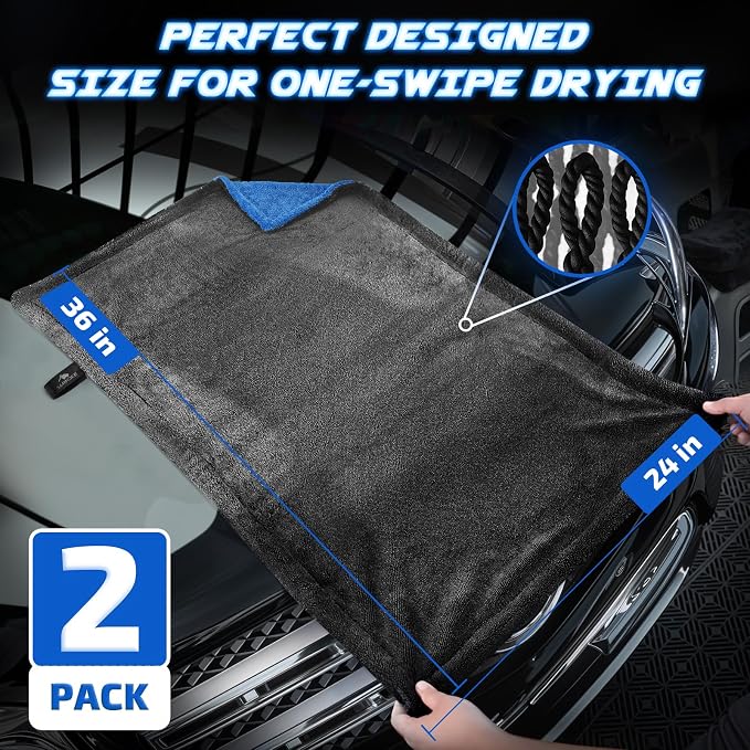2-Pack 1200 GSM Car Drying Towels – Microfiber Towels - Image 3