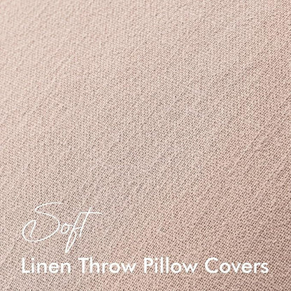 EMEMA Throw Pillow Covers Decorative Linen Pillow Covers 20x20 Inch Pink Boho Farmhouse Neutral Couch Throw Pillows for Bed Pack of 2 Accent Pillowcase Modern Sofa Cushion Livingroom Home
