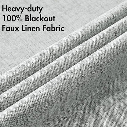 MIULEE 100% Blackout Linen Curtains for Bedroom Thermal Insulated Glacier Gray Grommet Room Darkening Curtains & Drapes for Living Room Nursery 52 x 84 Inch (2 Panels)