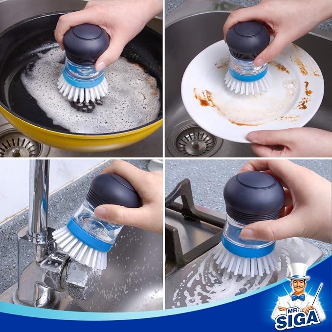 MR.SIGA Soap Dispensing Palm Brush Storage Set, Kitchen Brush - Image 7
