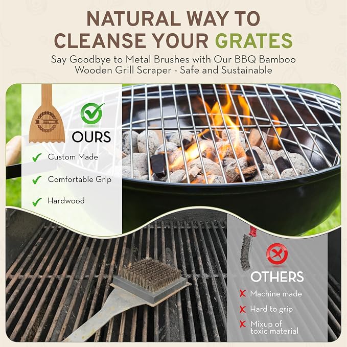 Wooden BBQ Grill Scraper – Beech Wood Griddle Cleaner - Image 6