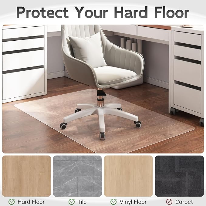 Crystal Clear Chair Mat for Hardwood Floor, 48” x 36” Office Chair Mat for Hard - Image 3