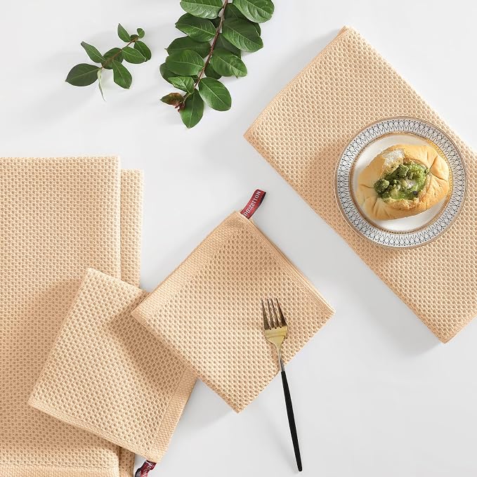 Homaxy 100% Cotton Kitchen Towels and Dishcloths Set, 12 x 12 Inches and 13 x - Image 6