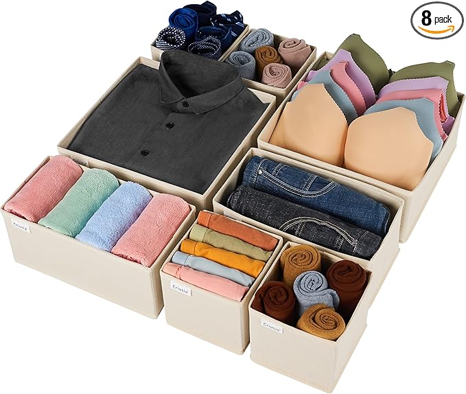 Criusia Drawer Organizer Clothes, 8 Pack Underwear Drawer Organizer, Foldable by Criusia