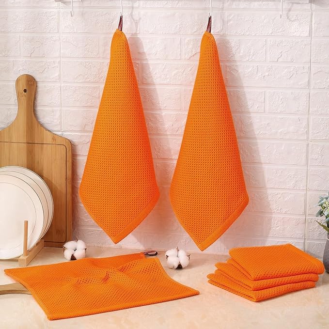 Kitinjoy 100% Cotton Kitchen Dish Cloths, 12 Pack Waffle Weave Ultra Soft - Image 6