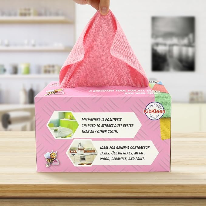 Microfiber Cleaning Cloth, Lint-Free Shop Towels Reusable, Bulk Rags in a Box - Image 3