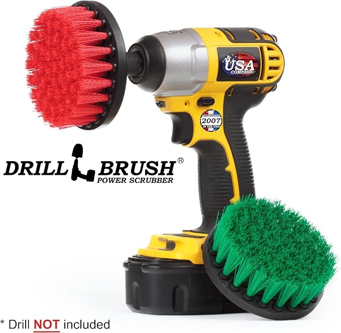 Drill Brush - Indoor/Outdoor Medium and Stiff 4-inch Round - Spin Brush - Combo - Image 7