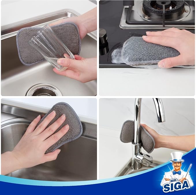 MR.SIGA Dual-Sided Scrub Sponges, Long lasting, Reusable Dishwashing Sponges - Image 6