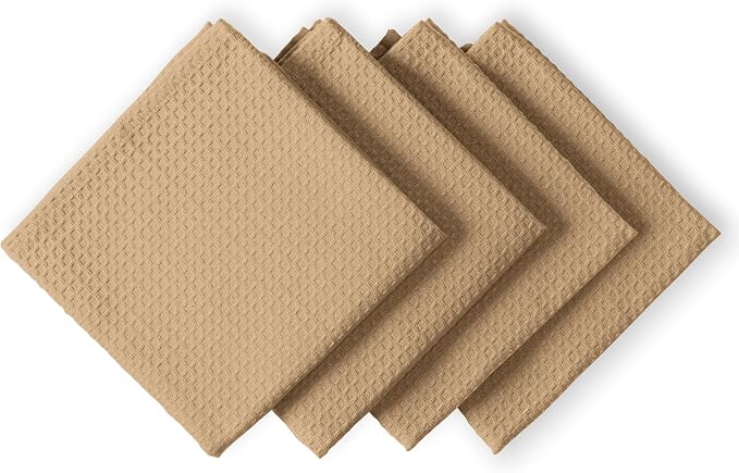 Beige Waffle Kitchen Towels, 16x26 Inches, 100% Cotton, Quick Drying, Machine by HOUSEOFORLO
